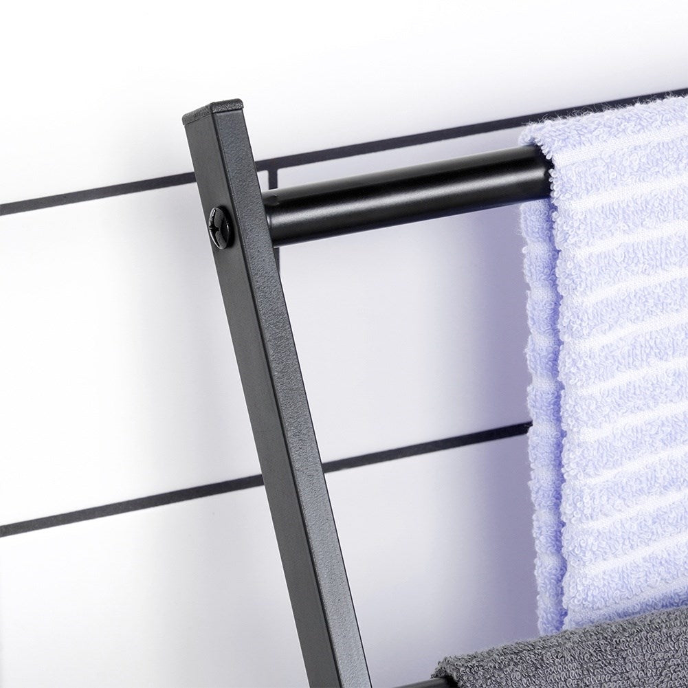 Freestanding Towel and Clothes Hanger in Black Metal