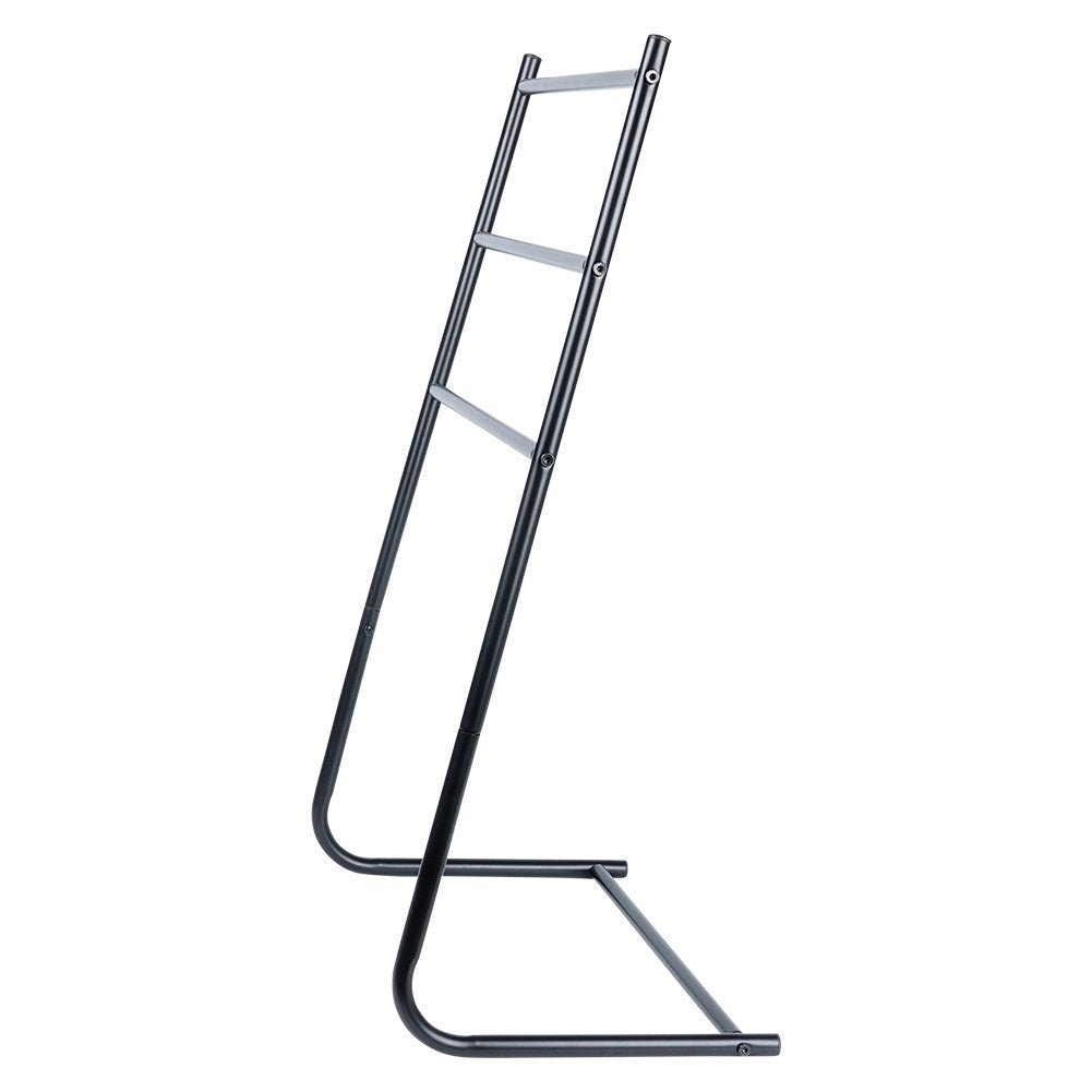 Freestanding black towel rack with three cross bars
