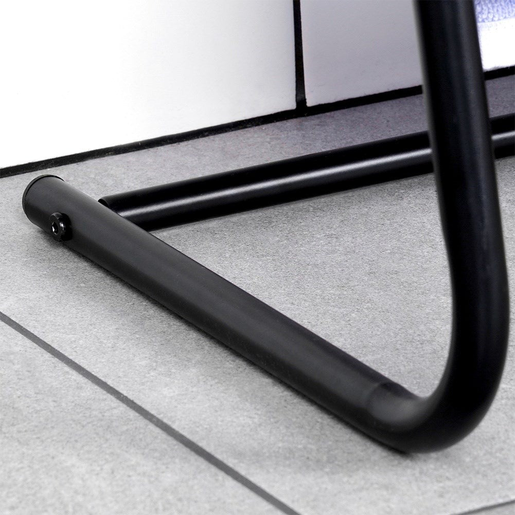 Freestanding black towel rack with three cross bars