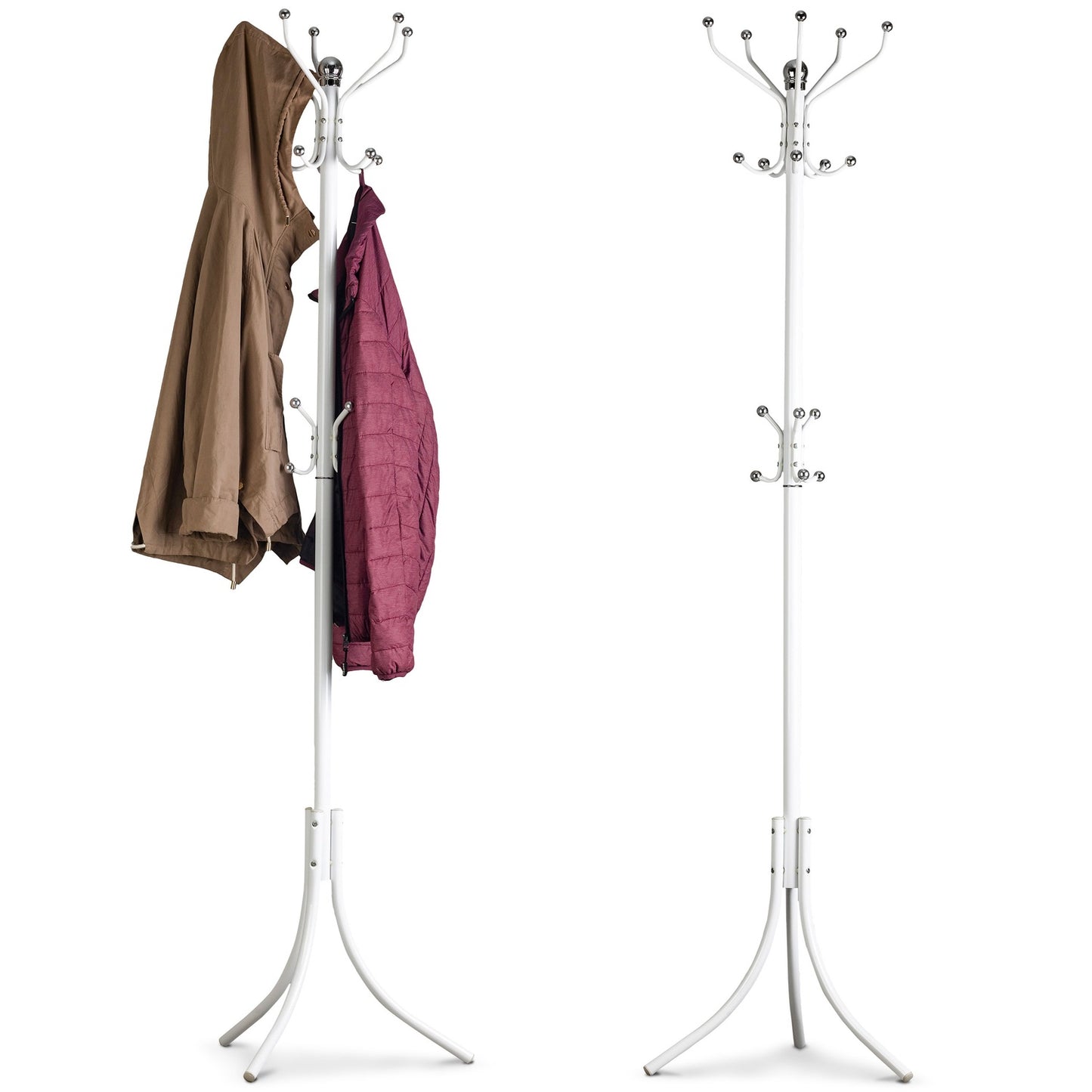 Freestanding clothes hanger with 16 hooks, white