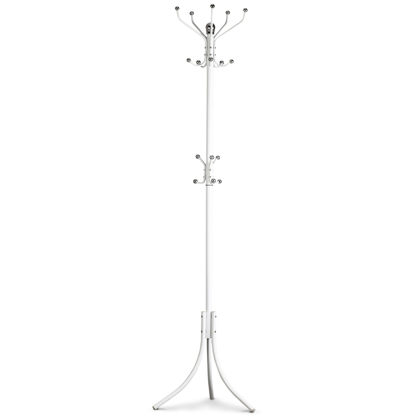 Freestanding clothes hanger with 16 hooks, white
