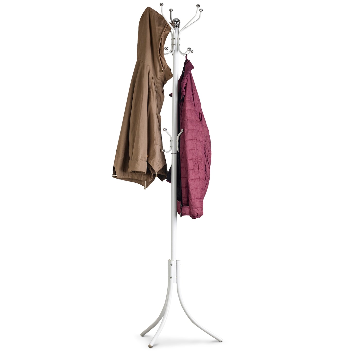 Freestanding clothes hanger with 16 hooks, white