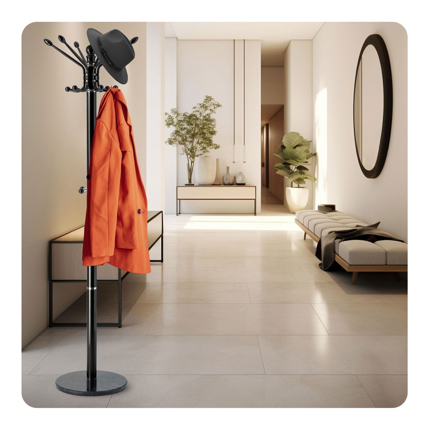 Freestanding clothes hanger with marble base Massido 684300