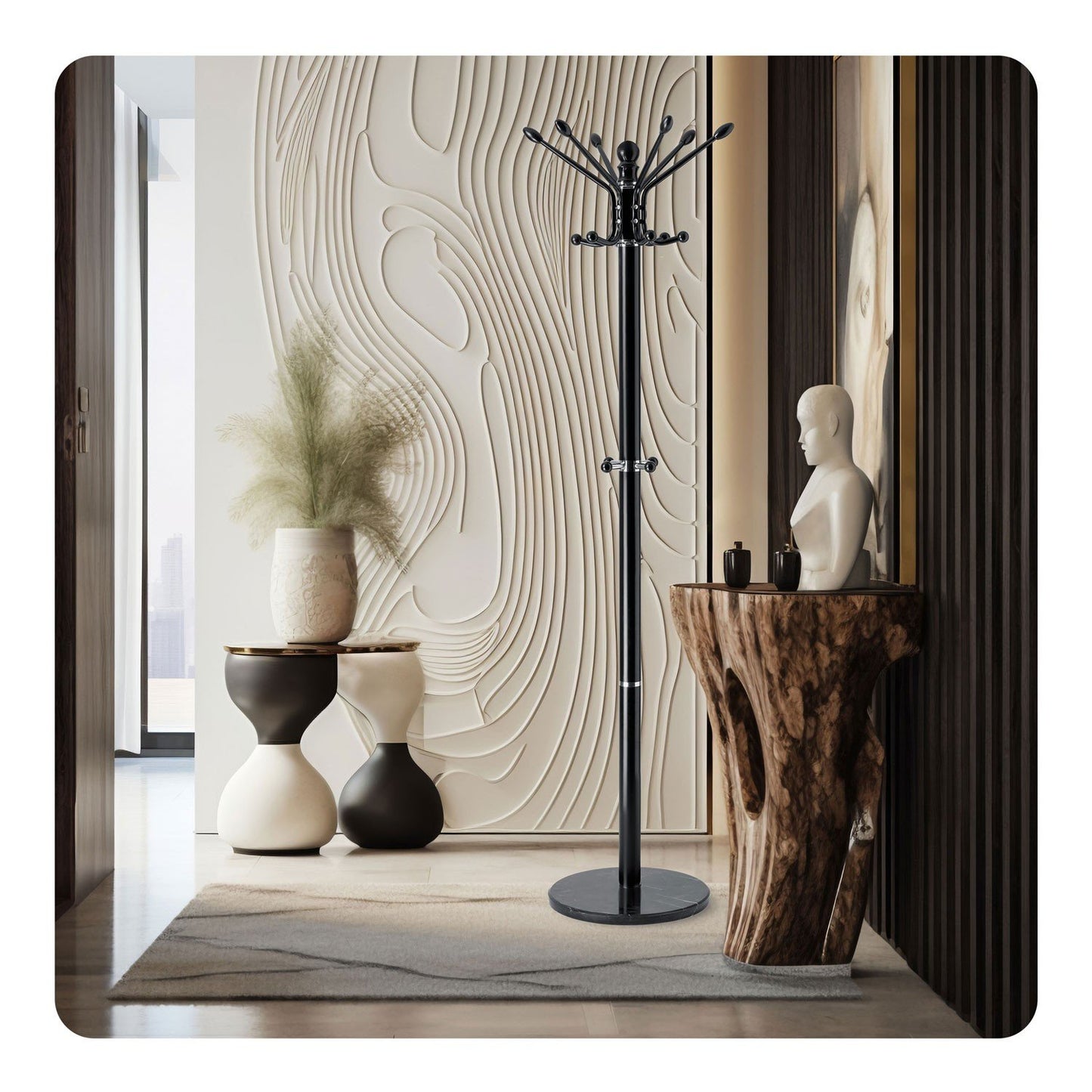 Freestanding clothes hanger with marble base Massido 684300