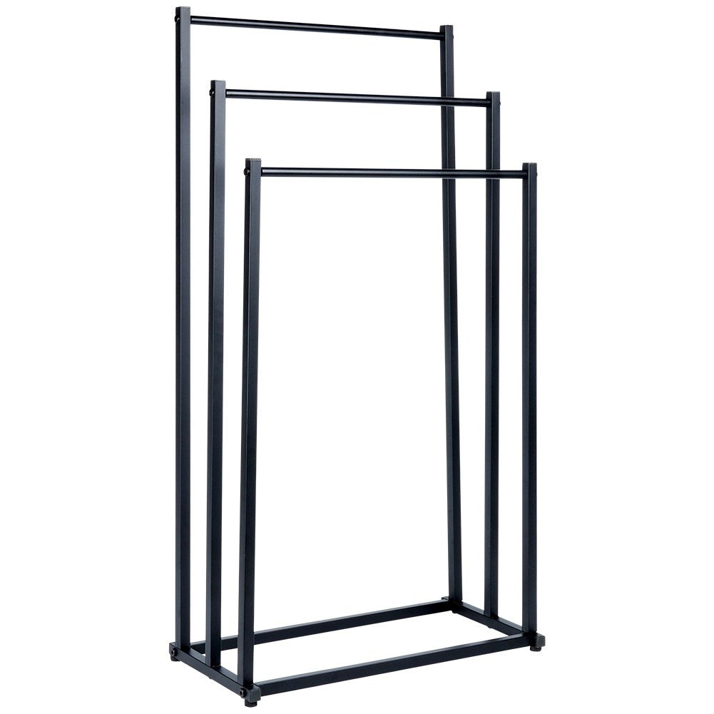 Freestanding towel rail with 3 black metal bars