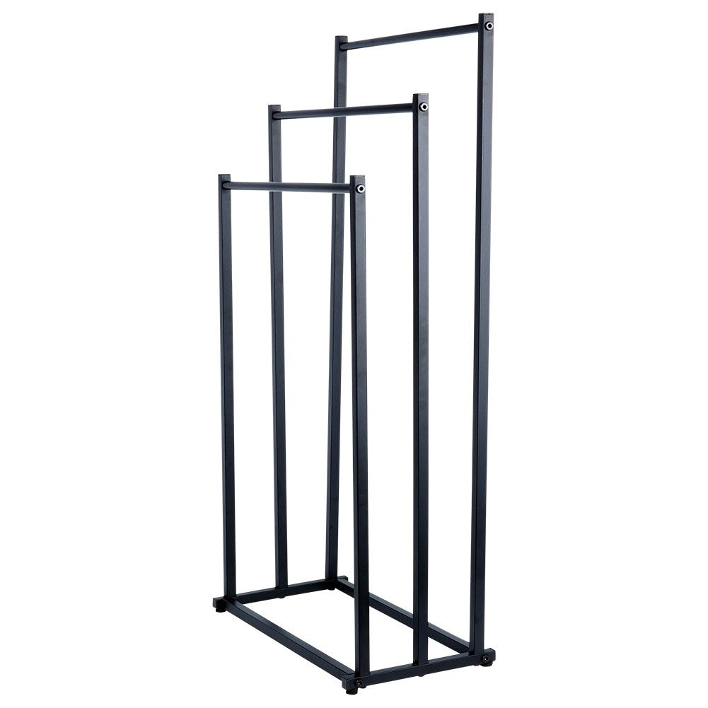 Freestanding towel rail with 3 black metal bars