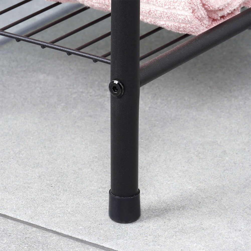 Freestanding towel rail with shelf, trendy black color