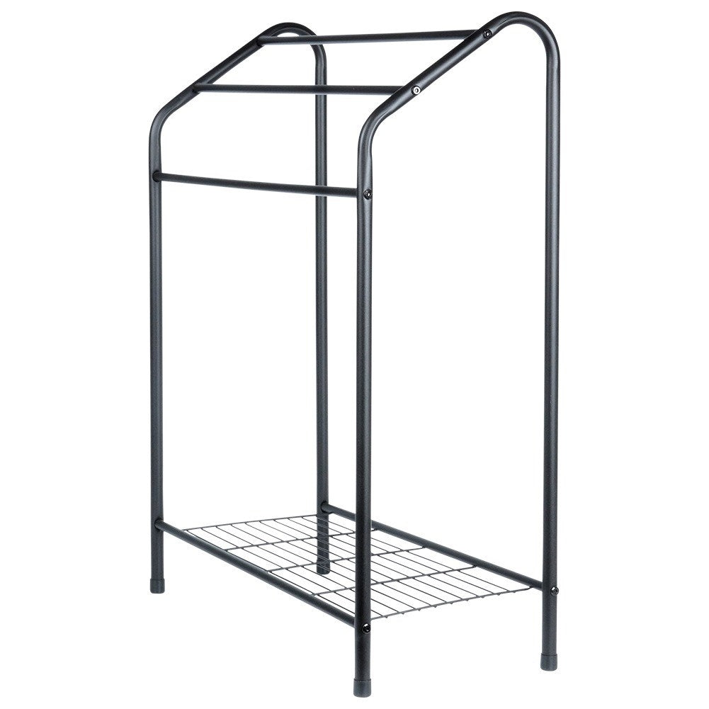 Freestanding towel rail with shelf, trendy black color