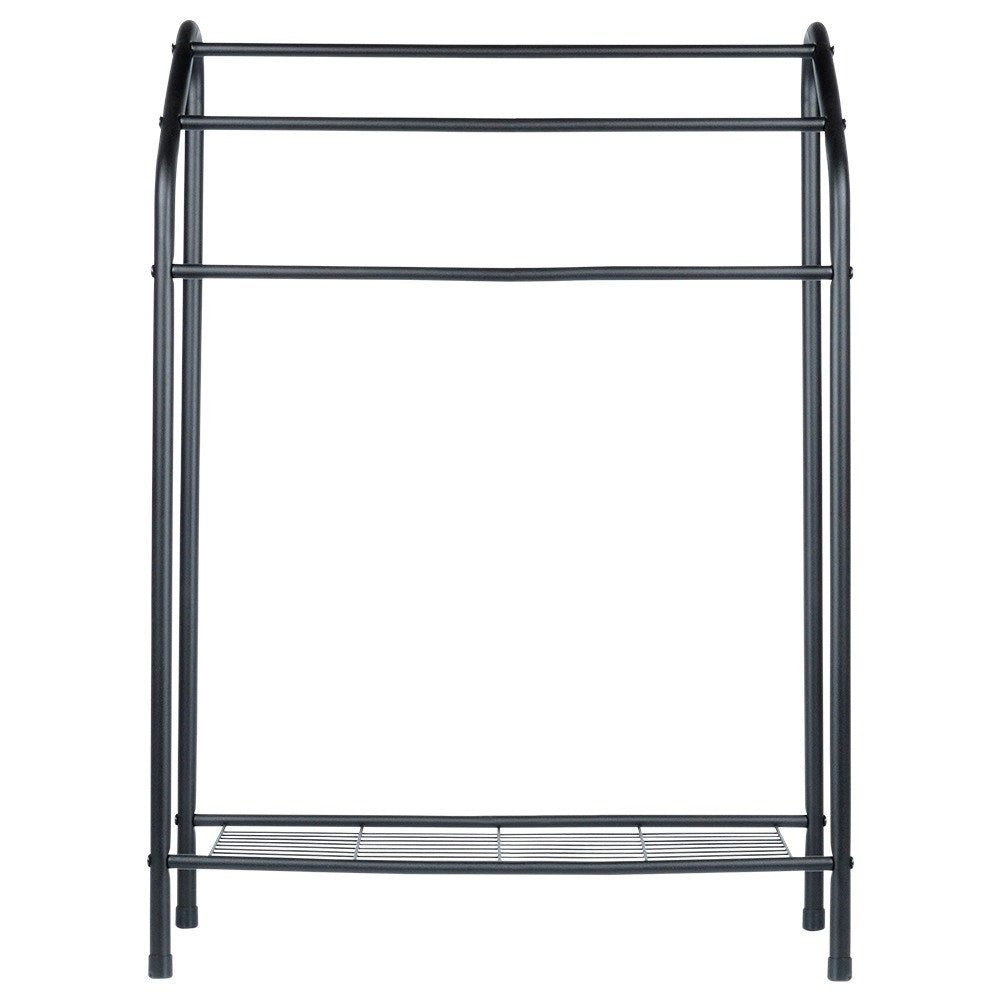 Freestanding towel rail with shelf, trendy black color