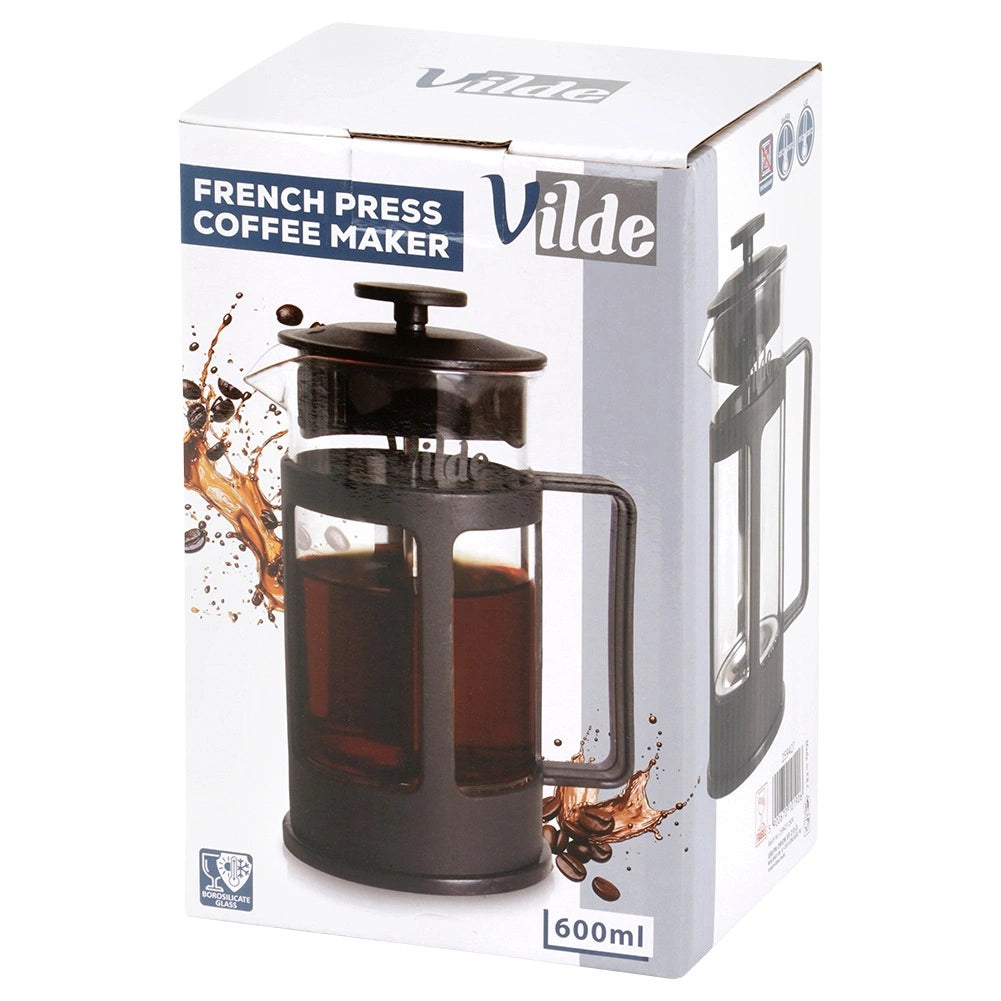 French Press Coffee Maker, 600 ml Glass
