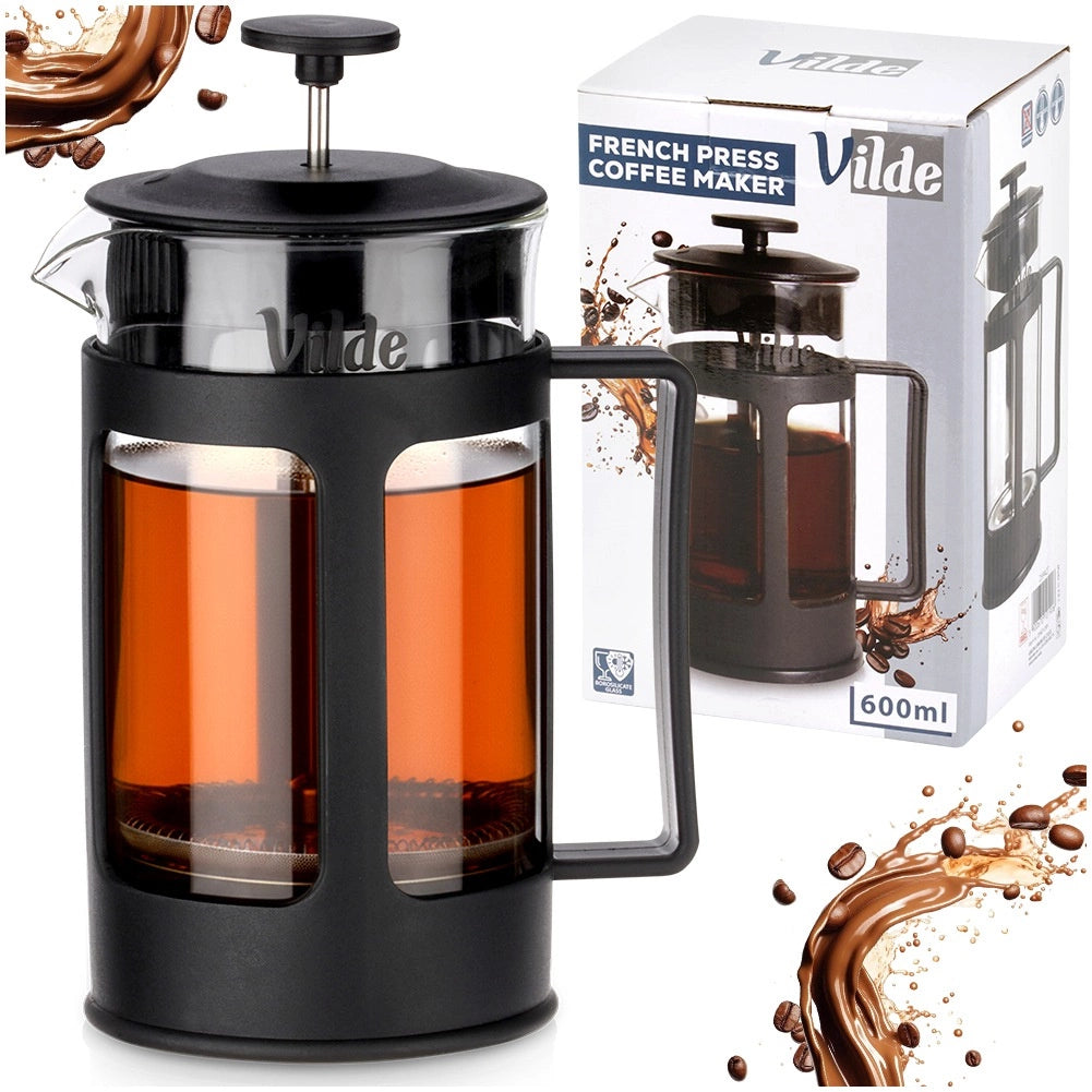 French Press Coffee Maker, 600 ml Glass
