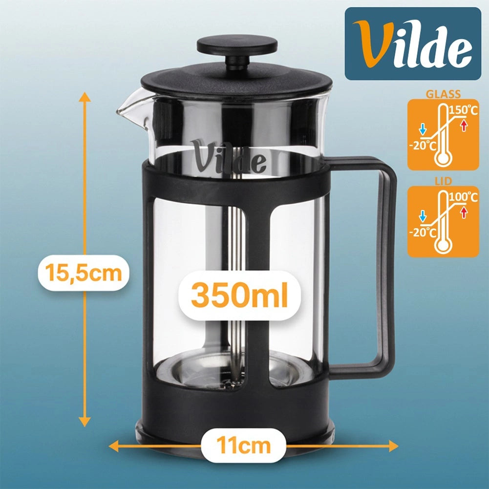 French Press Coffee Maker, Glass, 350 ml