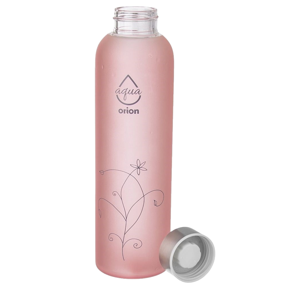 Frosted Water Bottle with Steel Lid and Seal for Transport
