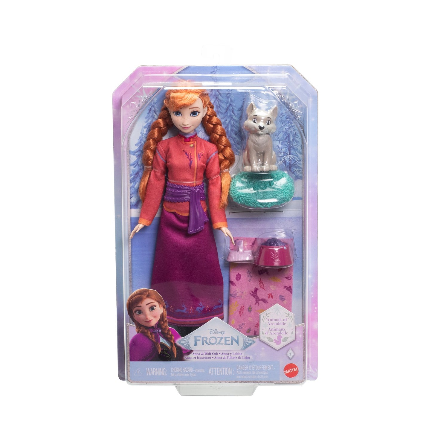 Frozen Anna Doll & Baby Wolf Playset with Accessories