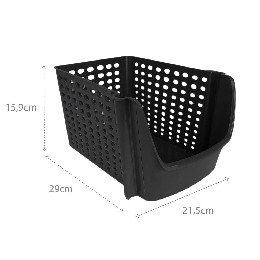 Fruit and Vegetable Basket, Black Plastic, Stackable