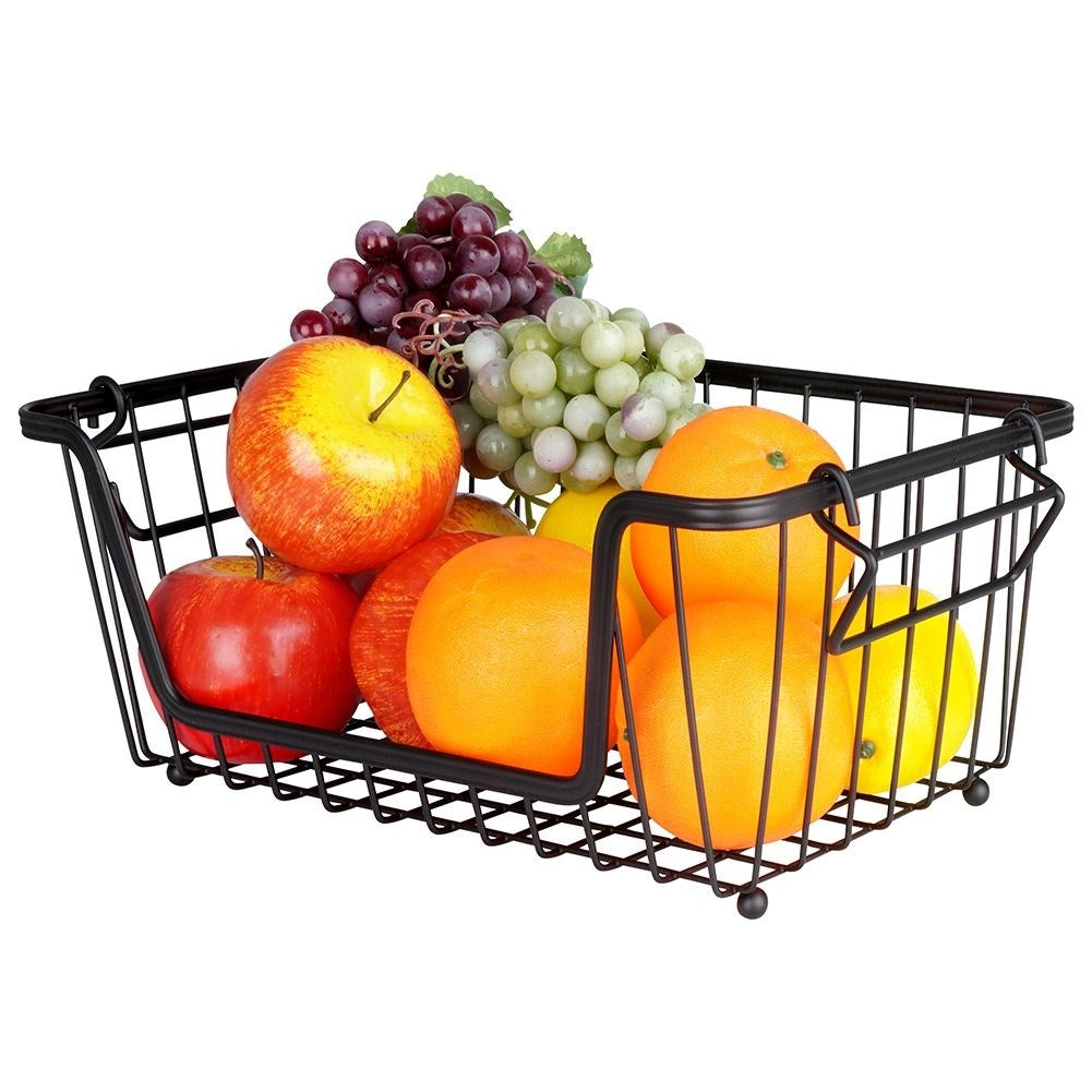 Fruit and Vegetable Basket in Black Metal, Stackable