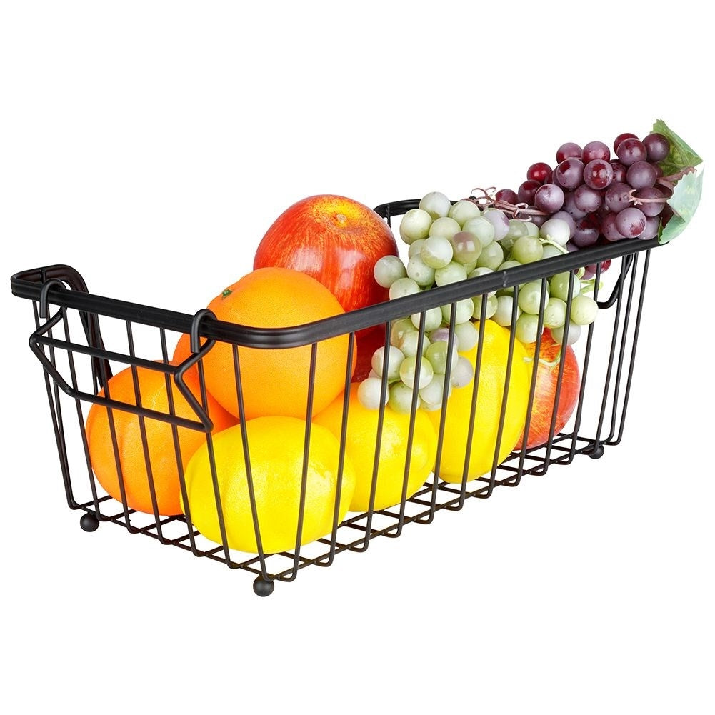 Fruit and Vegetable Basket in Black Metal, Stackable