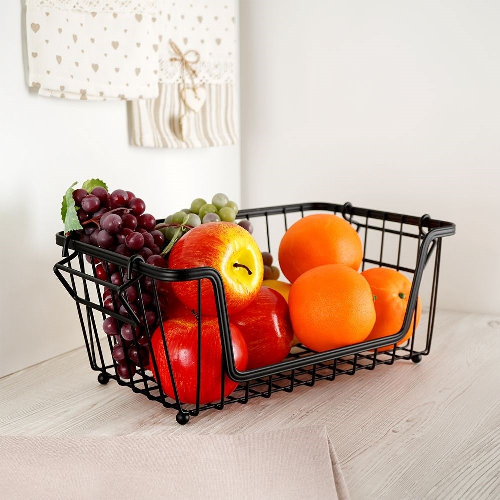Fruit and Vegetable Basket in Black Metal, Stackable