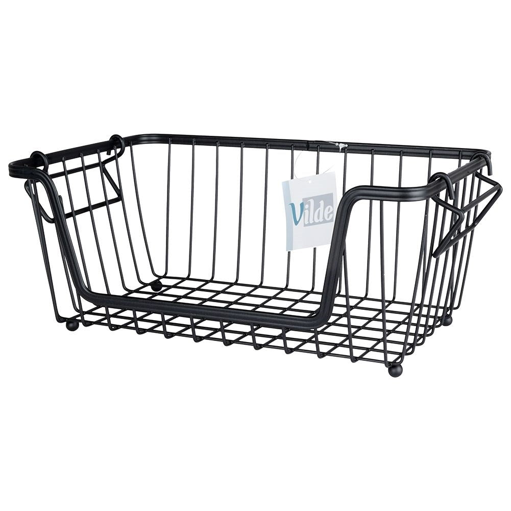 Fruit and Vegetable Basket in Black Metal, Stackable