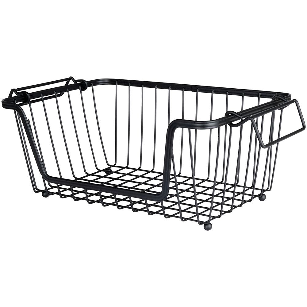 Fruit and Vegetable Basket in Black Metal, Stackable