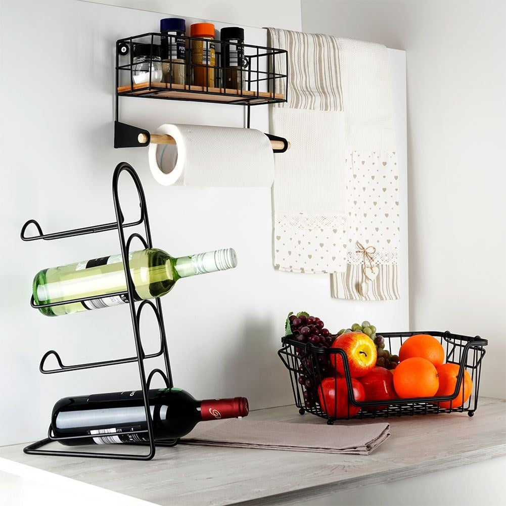 Fruit and Vegetable Basket in Black Metal, Stackable