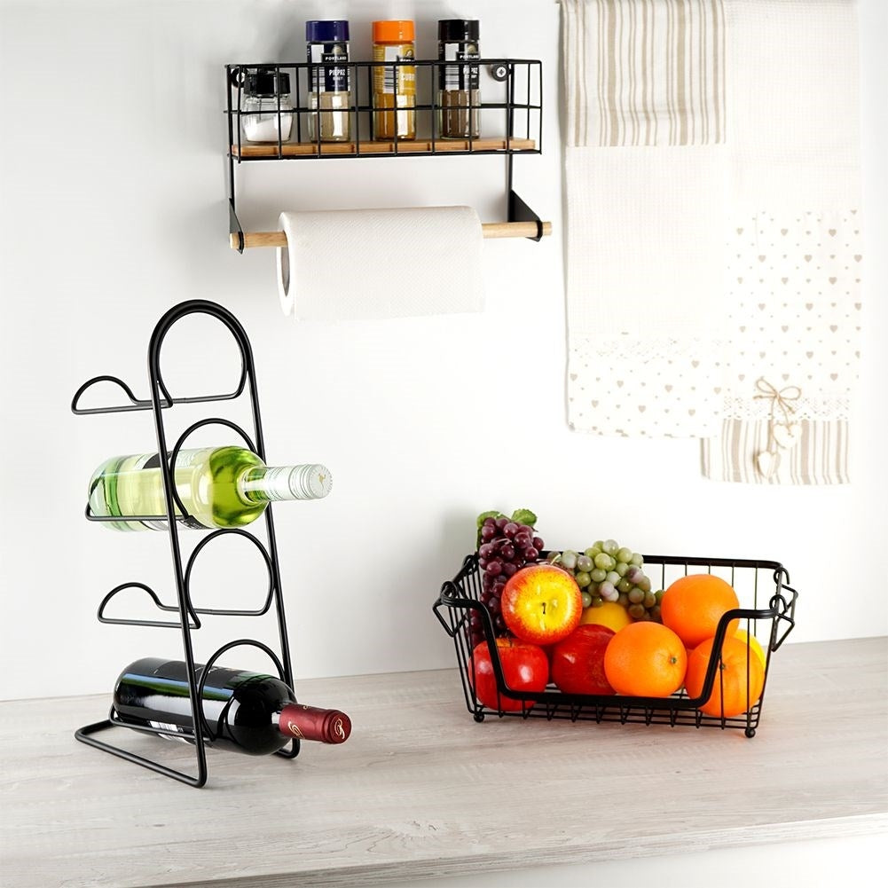 Fruit and Vegetable Basket in Black Metal, Stackable