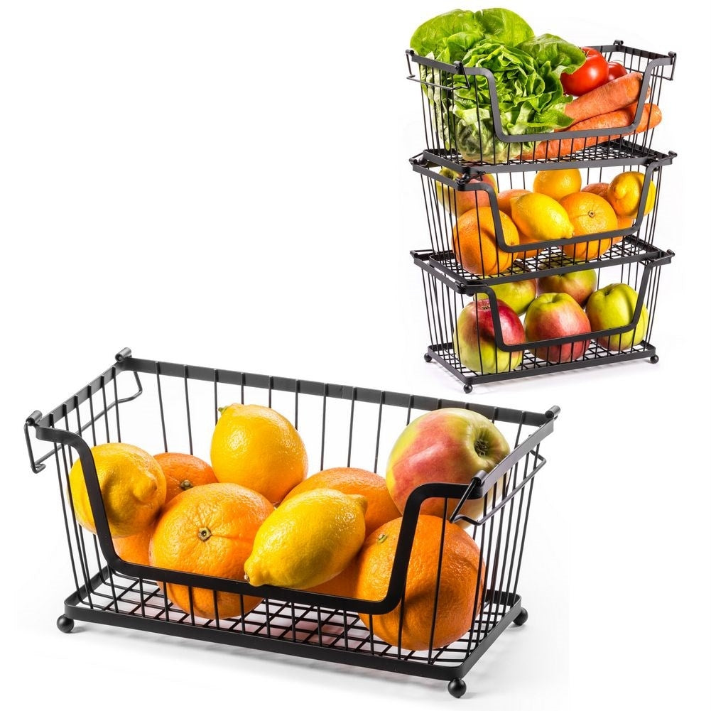 Fruit basket in black metal for fruit and vegetables