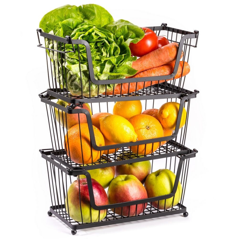 Fruit basket in black metal for fruit and vegetables