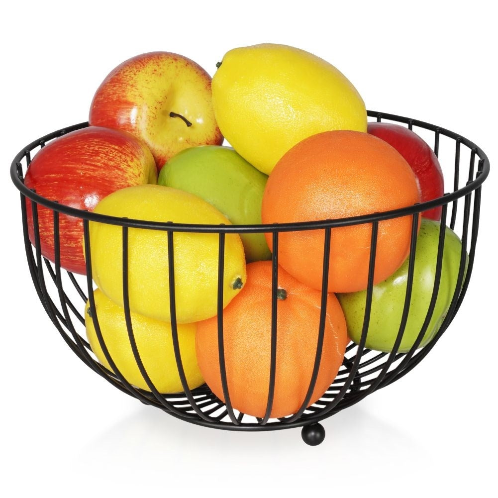 Fruit basket in black metal for loft-style kitchen