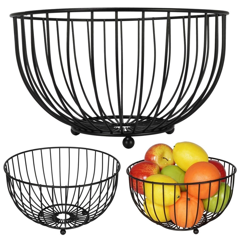 Fruit basket in black metal for loft-style kitchen