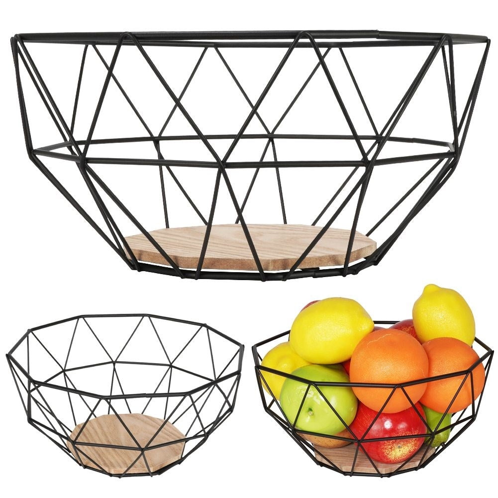 Fruit basket in black metal for modern industrial style