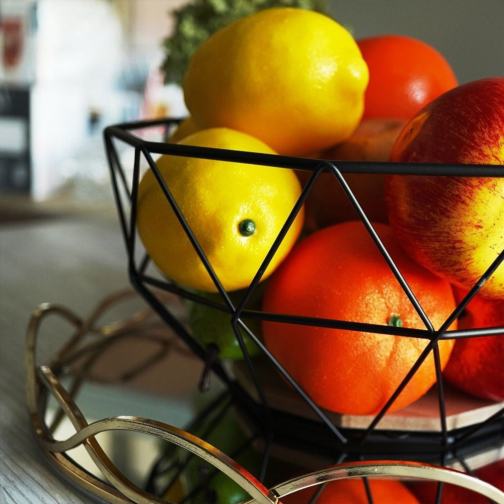 Fruit basket in black metal for modern industrial style