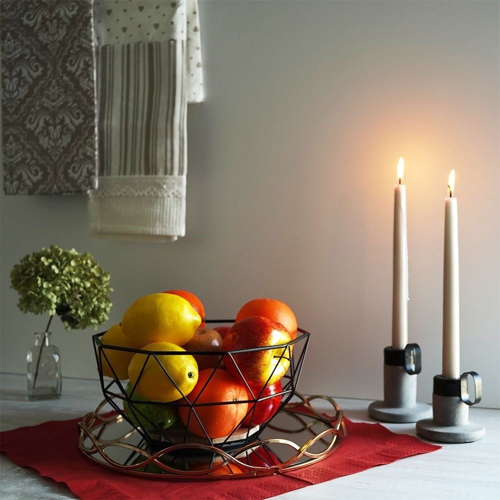 Fruit basket in black metal for modern industrial style