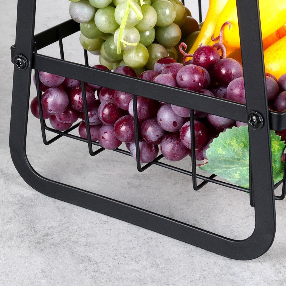Fruit basket metal black 2-tier
