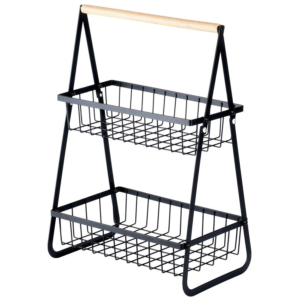 Fruit basket metal black 2-tier