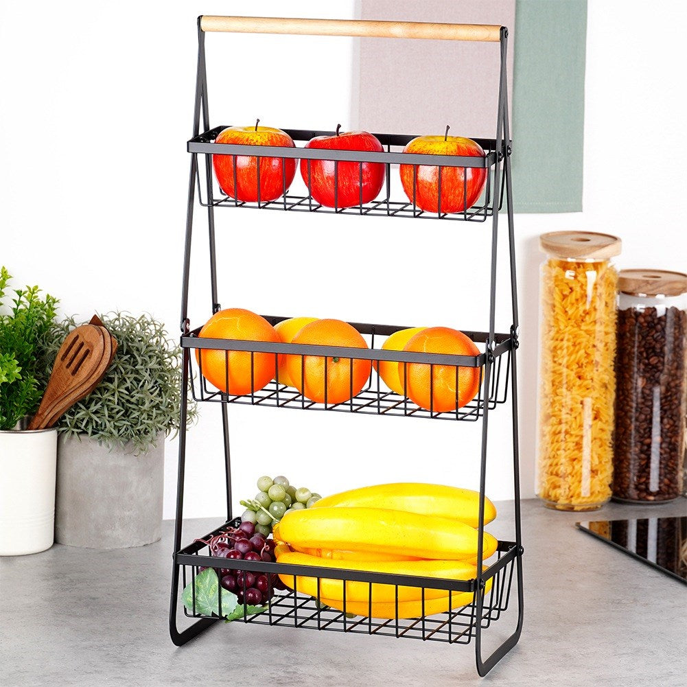 Fruit basket metal black 3-tier