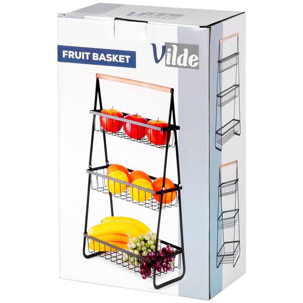 Fruit basket metal black 3-tier