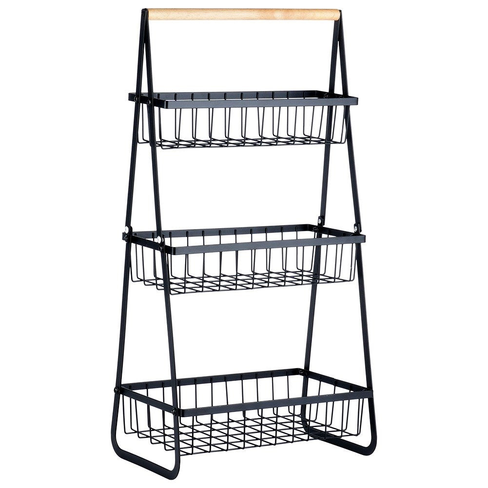 Fruit basket metal black 3-tier