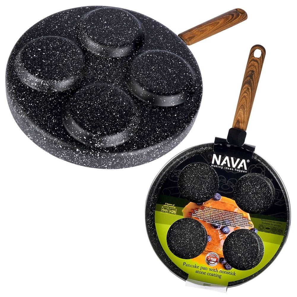 Frying pan for eggs and pancakes with non-stick granite