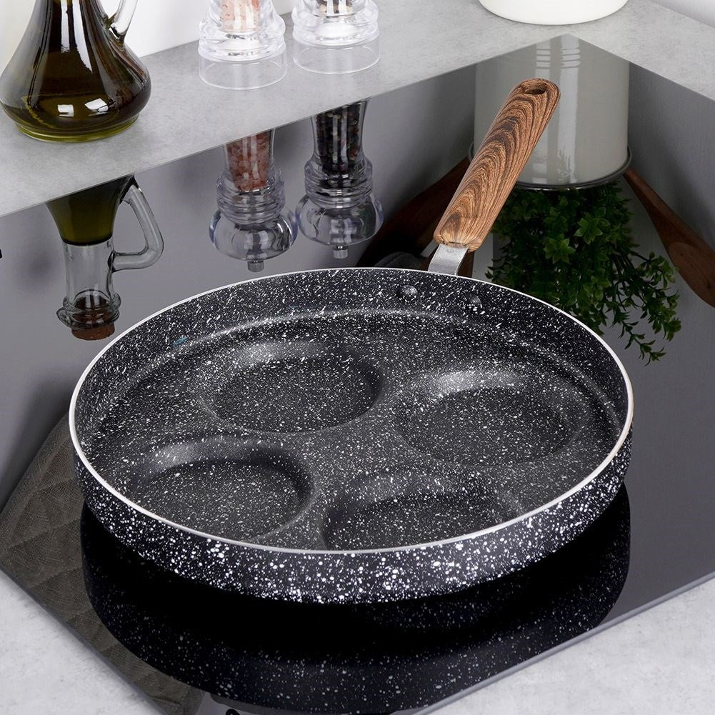 Frying pan for eggs and pancakes with non-stick granite
