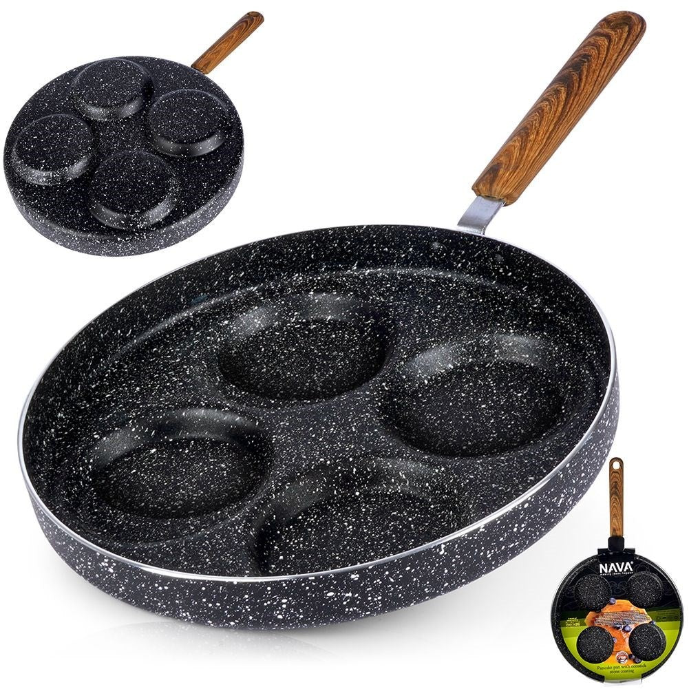 Frying pan for eggs and pancakes with non-stick granite