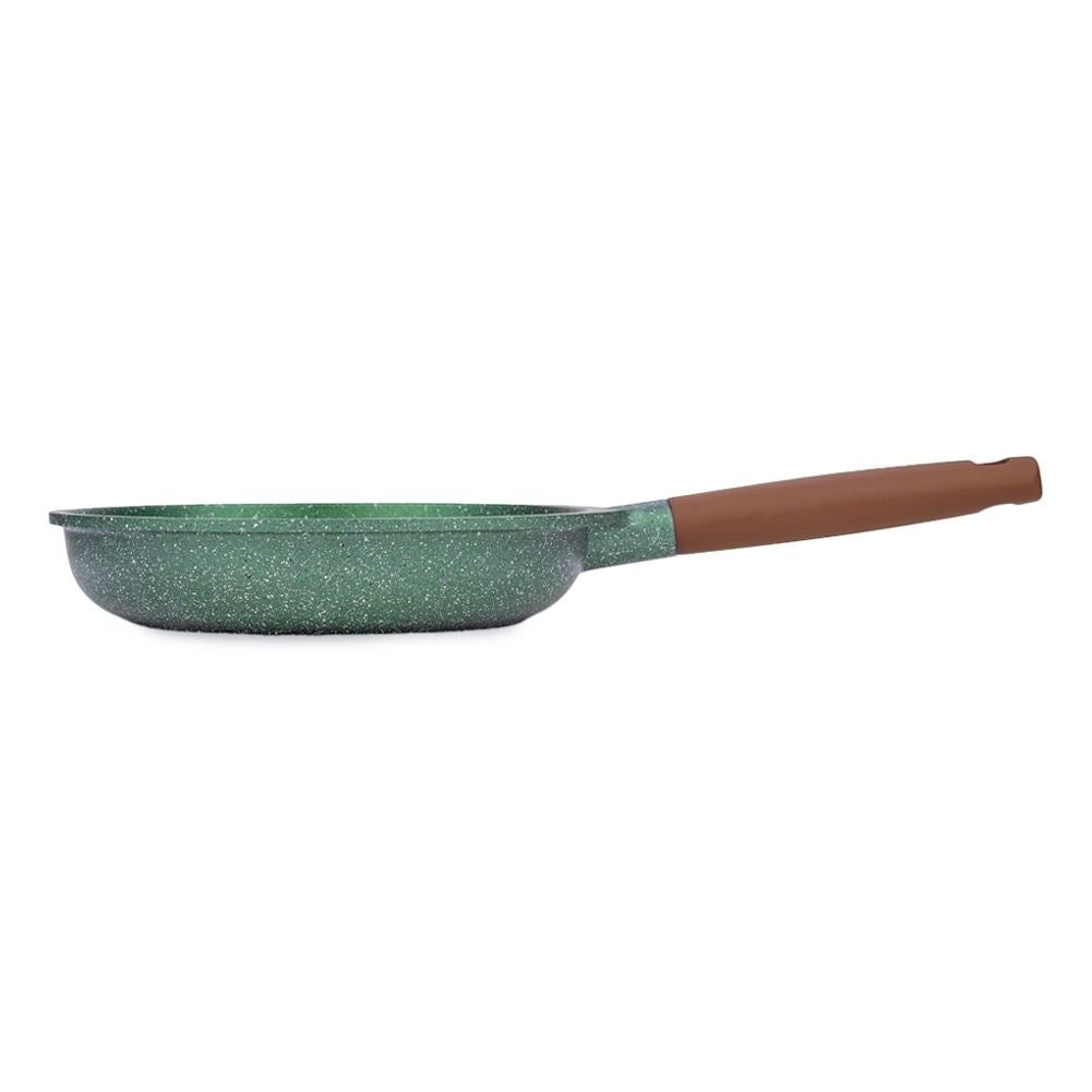 Frying pan with 5 layers, non-stick, dishwasher safe.