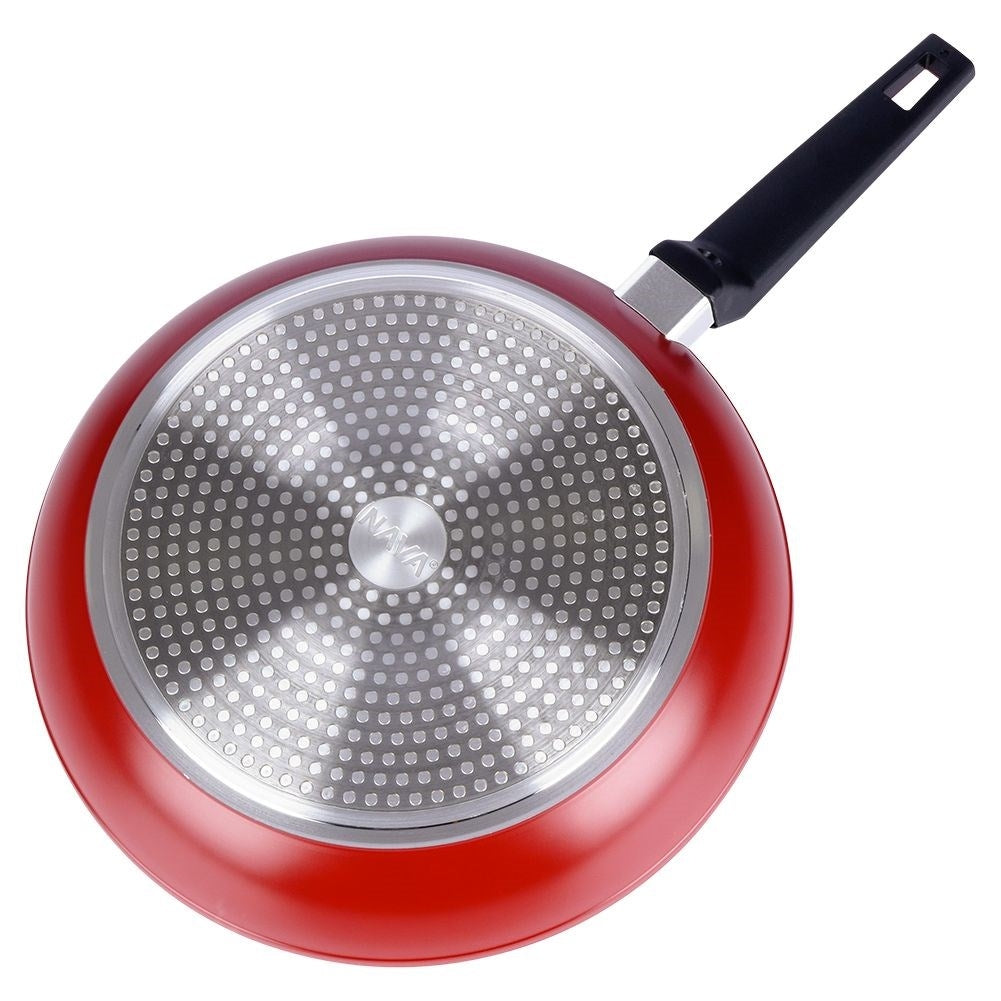 Frying pan with five layers, non-stick granite, dishwasher safe.