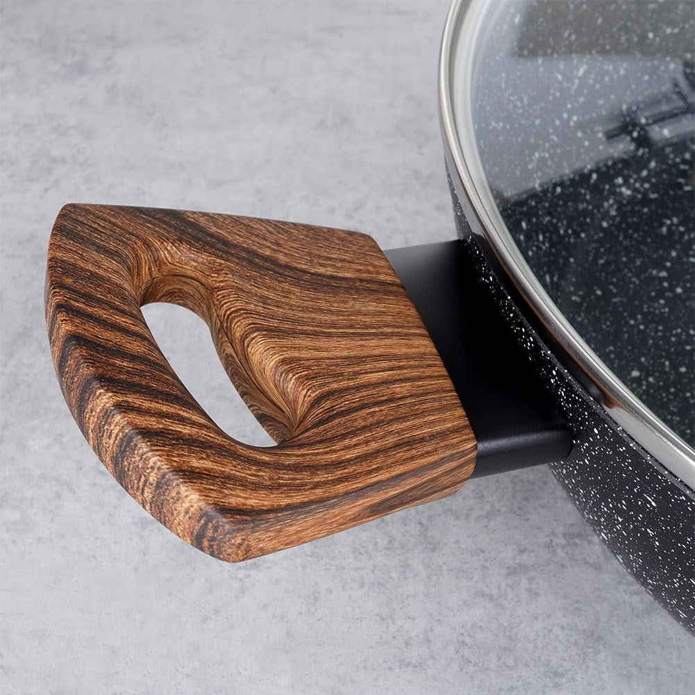 Frying pan with non-stick granite coating and lid