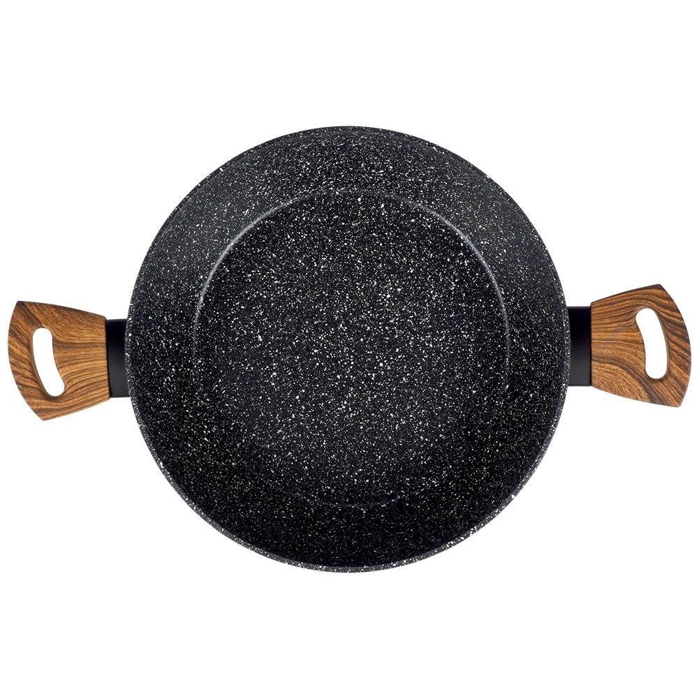 Frying pan with non-stick granite coating and lid