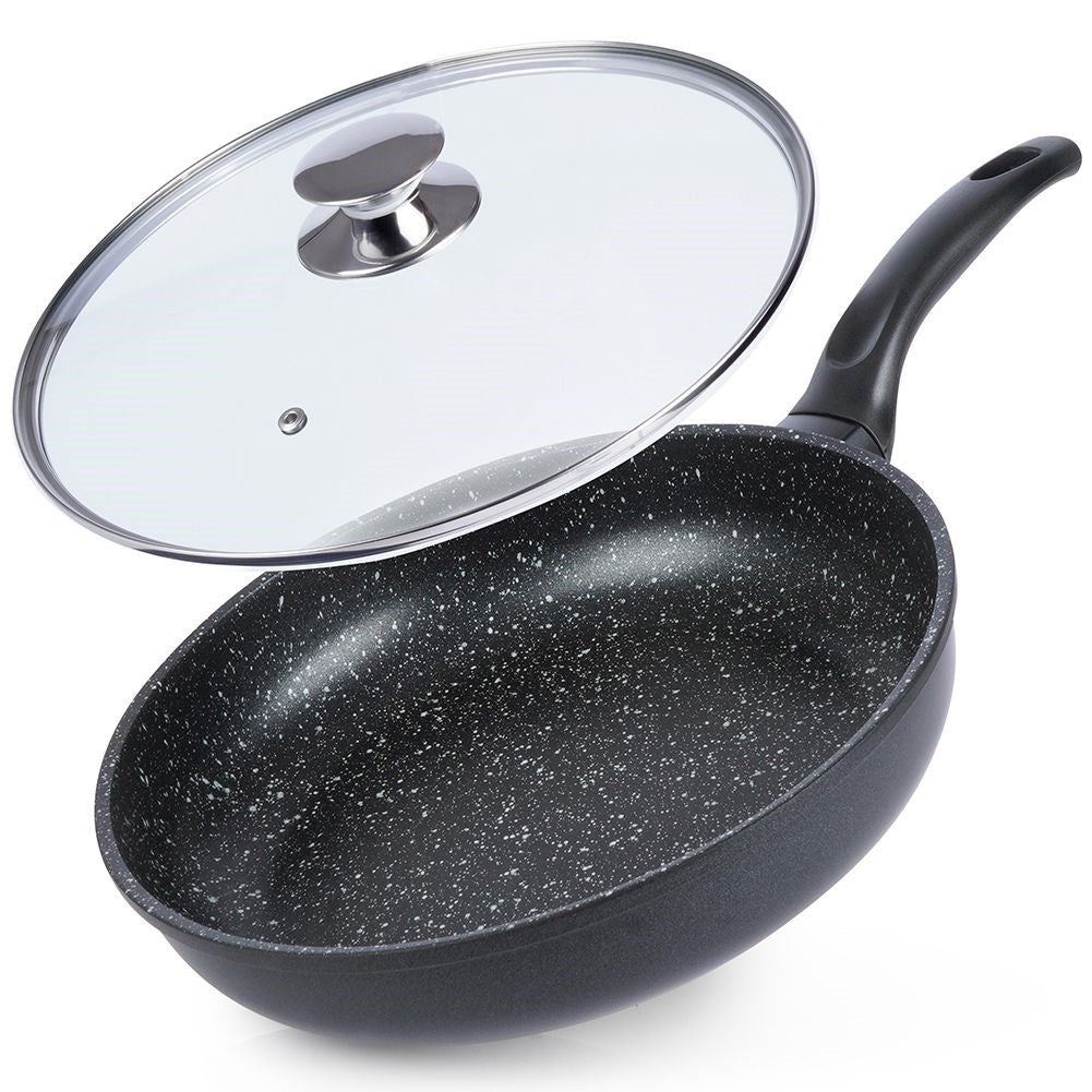 Frying pan with non-stick, granite coating, induction safe
