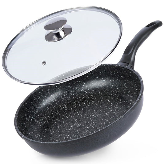 Frying pan with non-stick, granite coating, induction safe