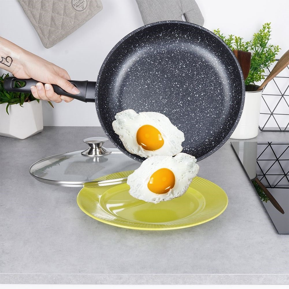Frying pan with non-stick, granite coating, induction safe