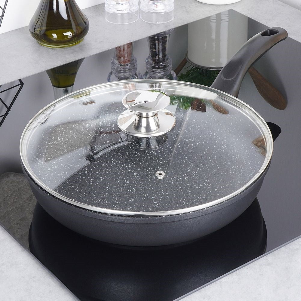 Frying pan with non-stick, granite coating, induction safe