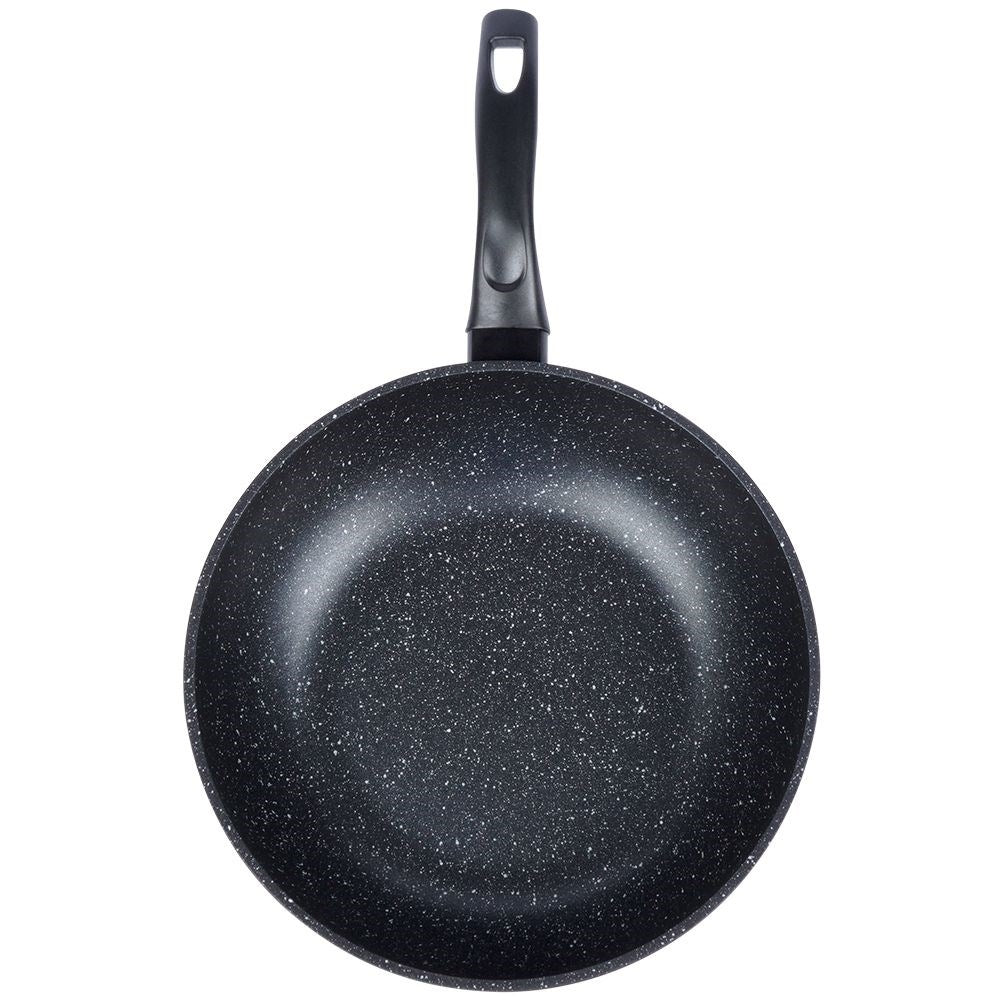Frying pan with non-stick granite, fits all stoves.